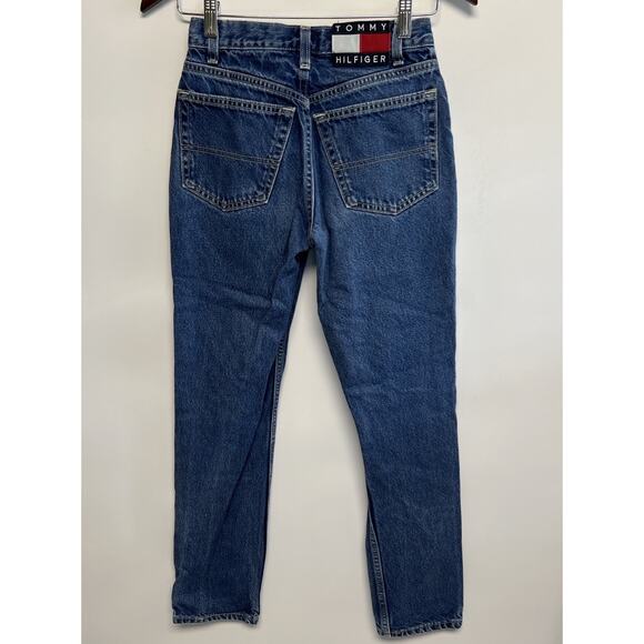 Early 90s TOMMY HILFIGER Jeans 26x29.5 Slim Big Patch Logo 1990s Denim Vintage - Picture 14 of 15